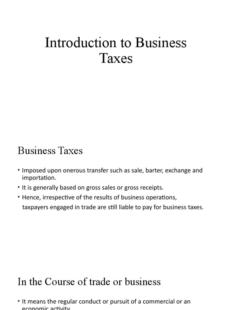 Introduction To Business Taxes | PDF
