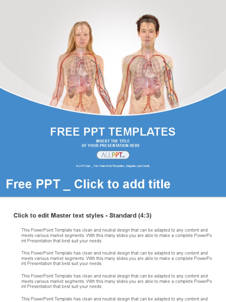 Anterior View of Human Body PowerPoint Templates Standard PDF