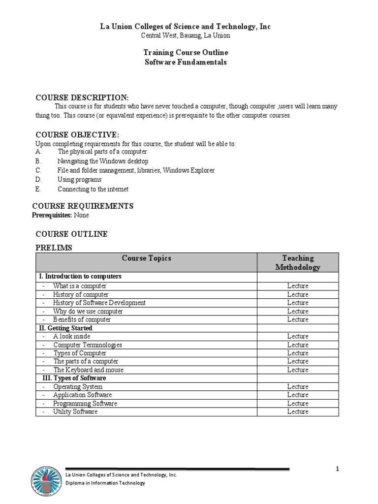 Computer Fundamentals Course Outline | PDF | Microsoft Windows | Computing
