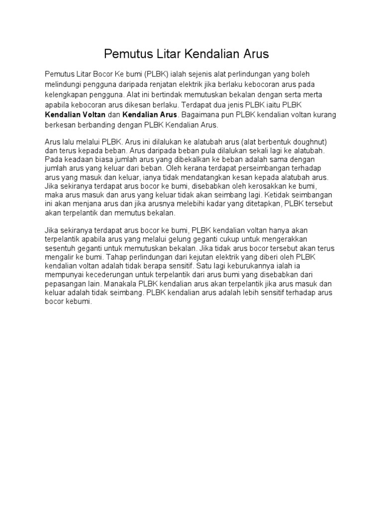 Pemutus Litar Kendalian Arus | PDF