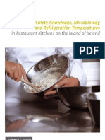 A Study of Food Safety Knowledge Microbiology and Refrigeration Temperatures in Restaurant Kitchens On The Island of Ireland