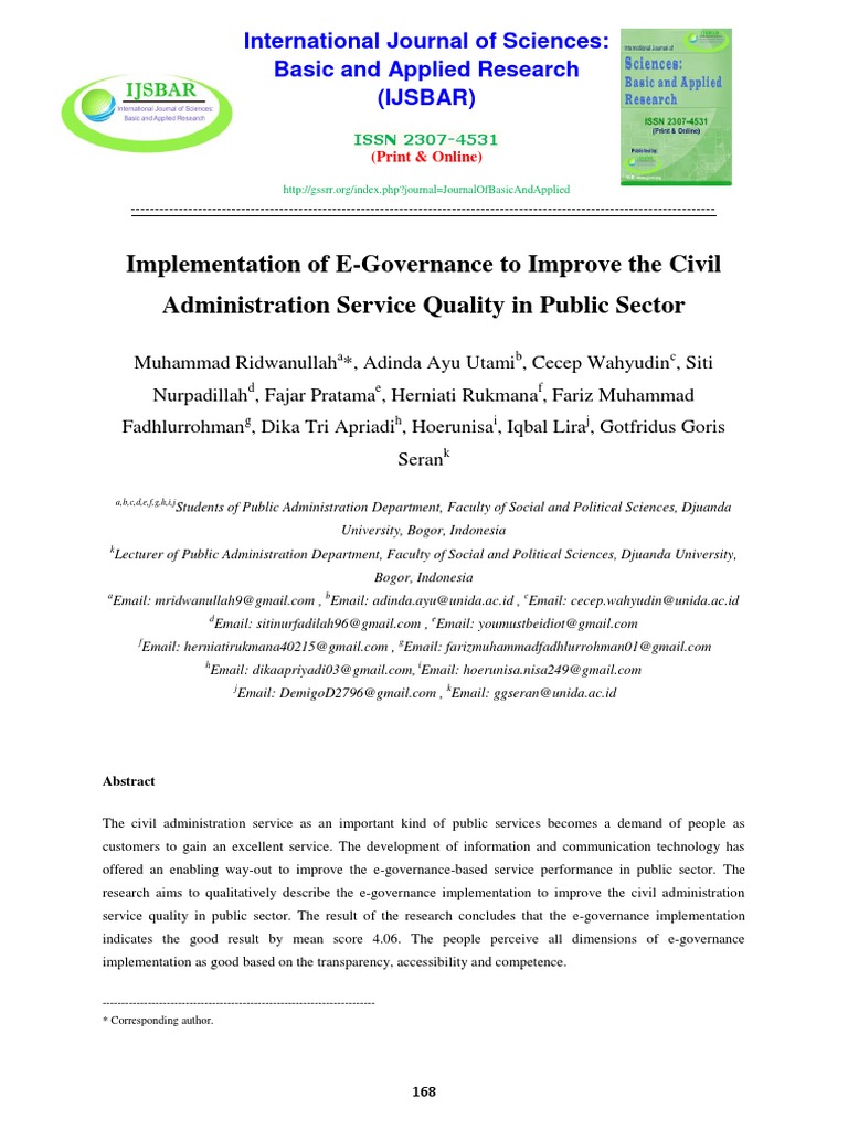 Implementation of E-Governance To Improve The Civil Administration ...