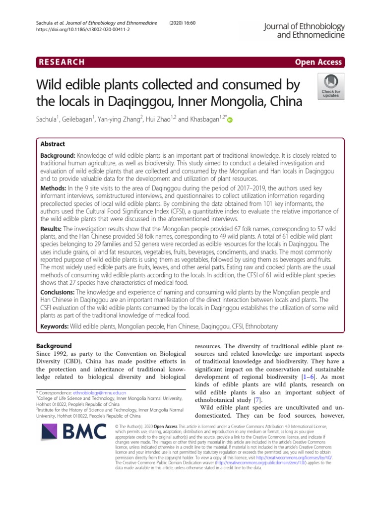 Wild Edible Plants Collected A | PDF | Foods | Biodiversity