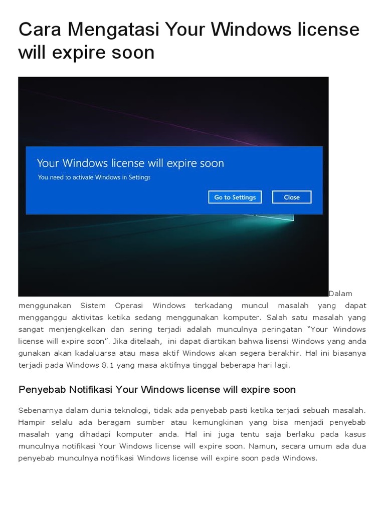 Cara Mengatasi Your Windows License Will Expire Soon | PDF