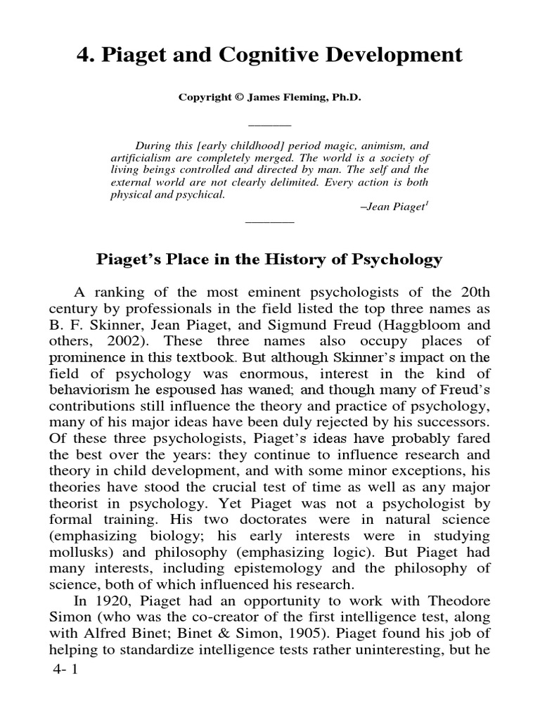 Piaget and Cognitive Development | PDF | Constructivism (Philosophy Of ...