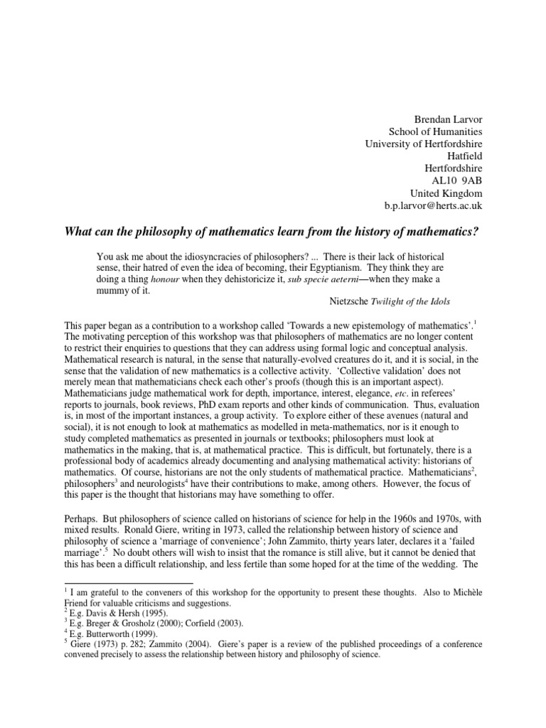 Philosophy's Lessons from Mathematics History | PDF | Teaching ...