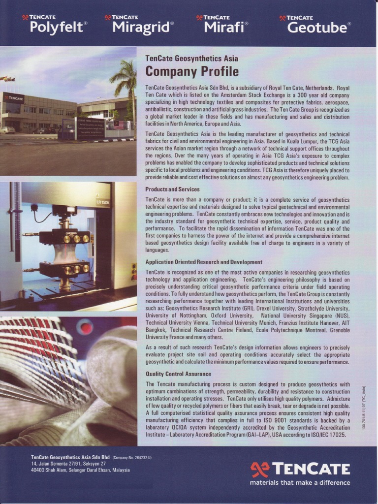 Tencate Company Profile Geotextile Polyfelt Ts20 1 Pdf Quality Assurance Iso 9000