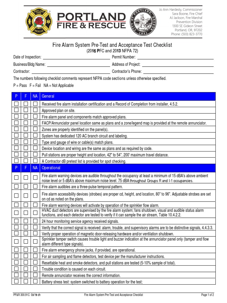 Fire Alarm System Pre-Test Checklist | PDF | Manufactured Goods ...