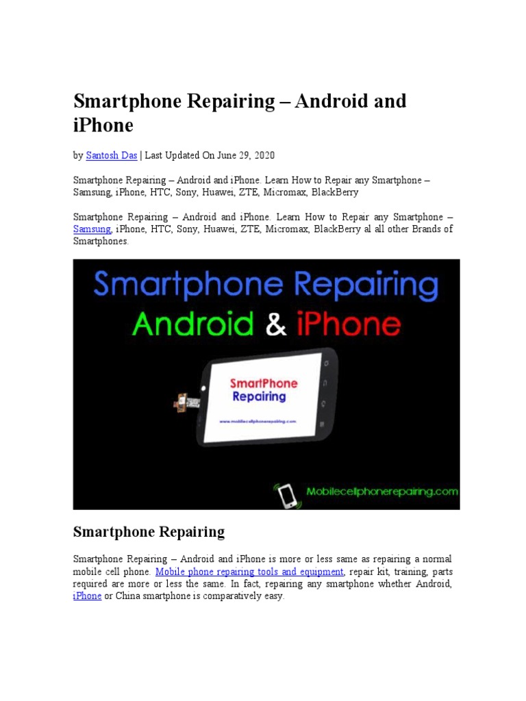 Smartphone Repairing Guide and Solutions | PDF | Capacitor | Smartphone