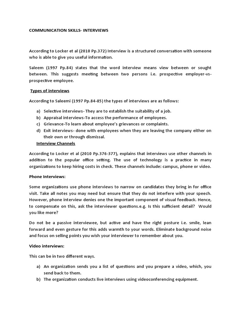 Communication Skills-Interviews | PDF | Interview | Job Interview