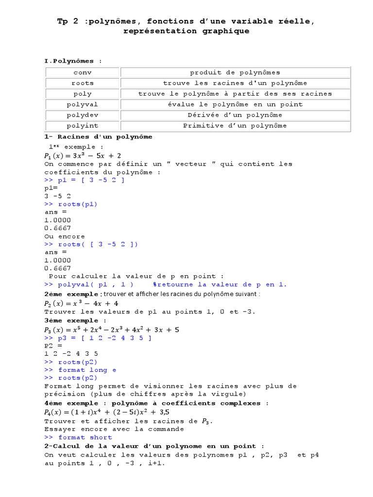 Matlab tp2 2 download free pdf polyn me z ro d une fonction