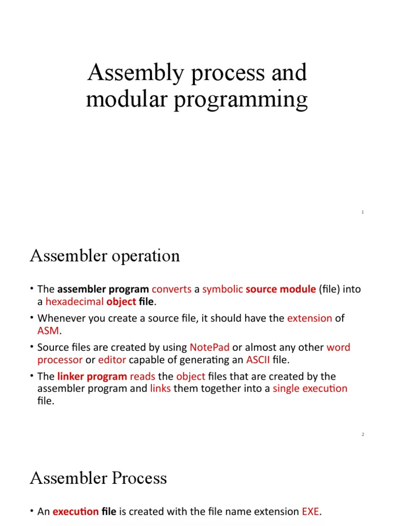 LEcture 14 Assembly Process and Modular Programming | Download Free PDF ...