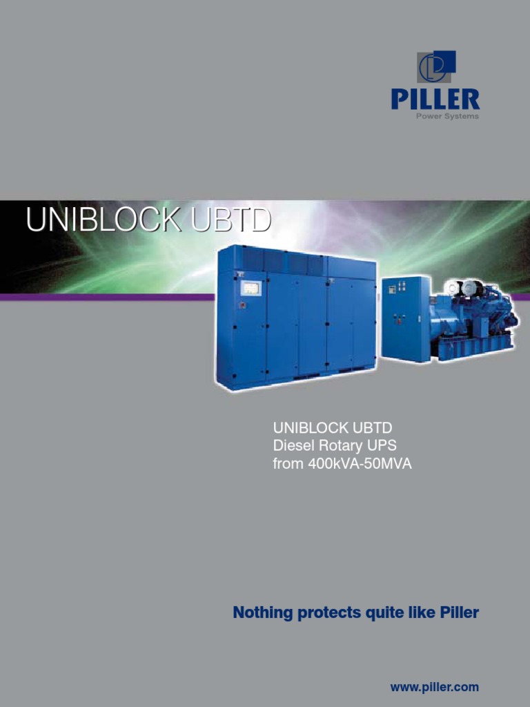 Piller UNIBLOCK UBTD Diesel Rotary UPS | PDF | Reliability Engineering ...