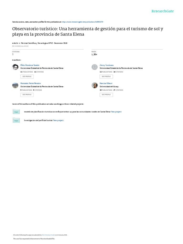 Observatorio Turístico: Una Herramienta de Gestión para El Turismo de ...