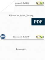 Welcome and System Check-Up: Electronics I - Fall 2020