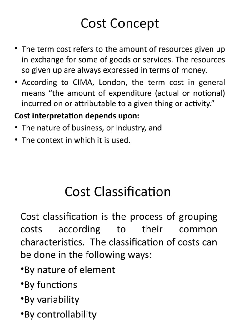 Cost Concept Cost Interpretation Depends Upon PDF Cost Cost Of
