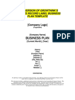 Free Version of Growthinks Record Label Business Plan Template