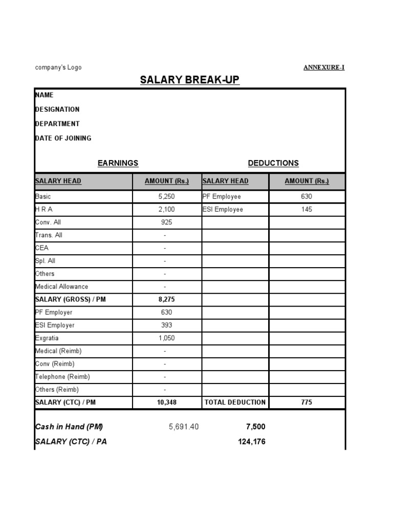 Salary SlipFormat 547 Factor Distribution Salary