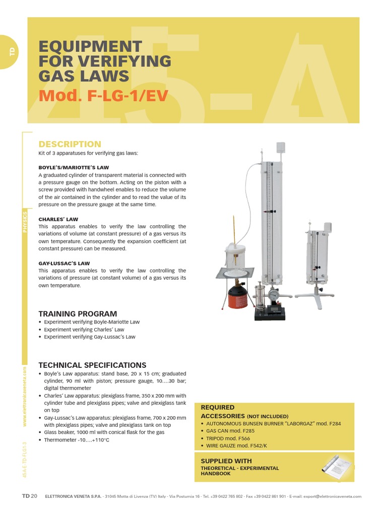 Gas Laws Verification Equipment Kit | PDF | Gases | Gas Technologies