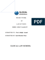 Glocal Law School: Project Work OF Law of Torts Topic: Strict Liability