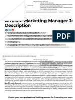 Affiliate Marketing Manager Job Description