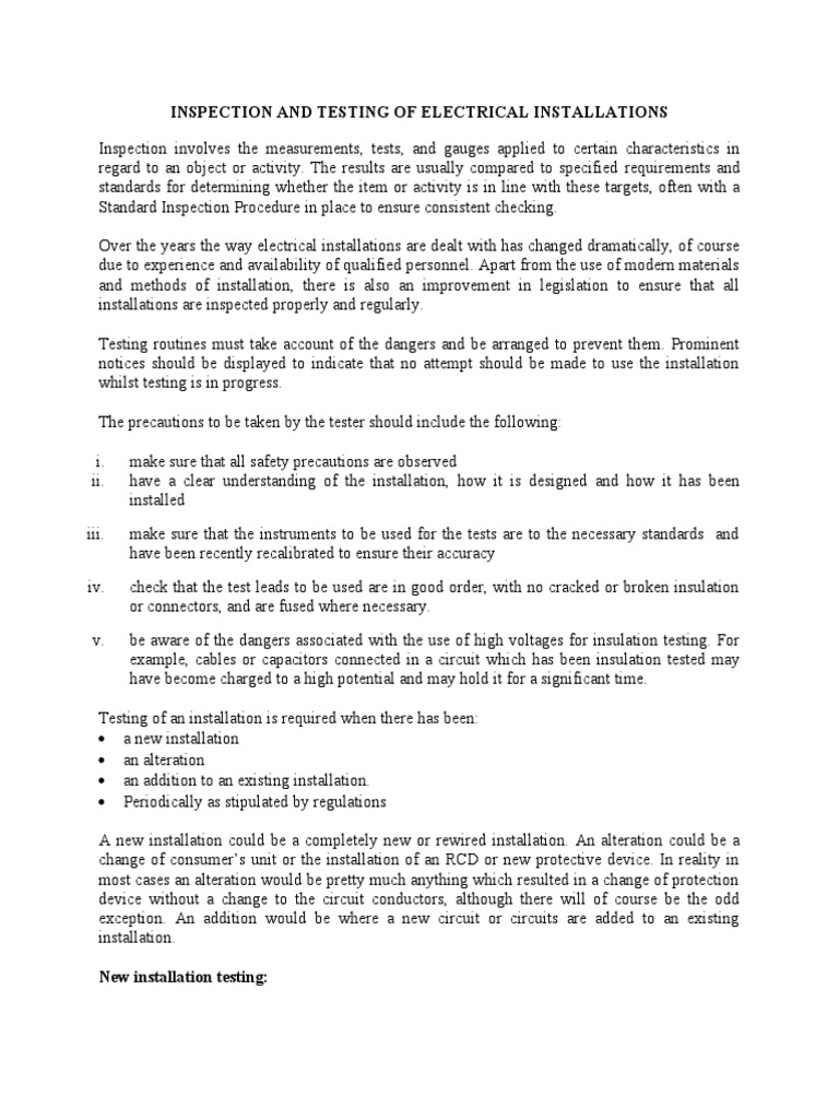 Electrical Installation Inspection Guide | PDF | Electrical Wiring | Ac ...