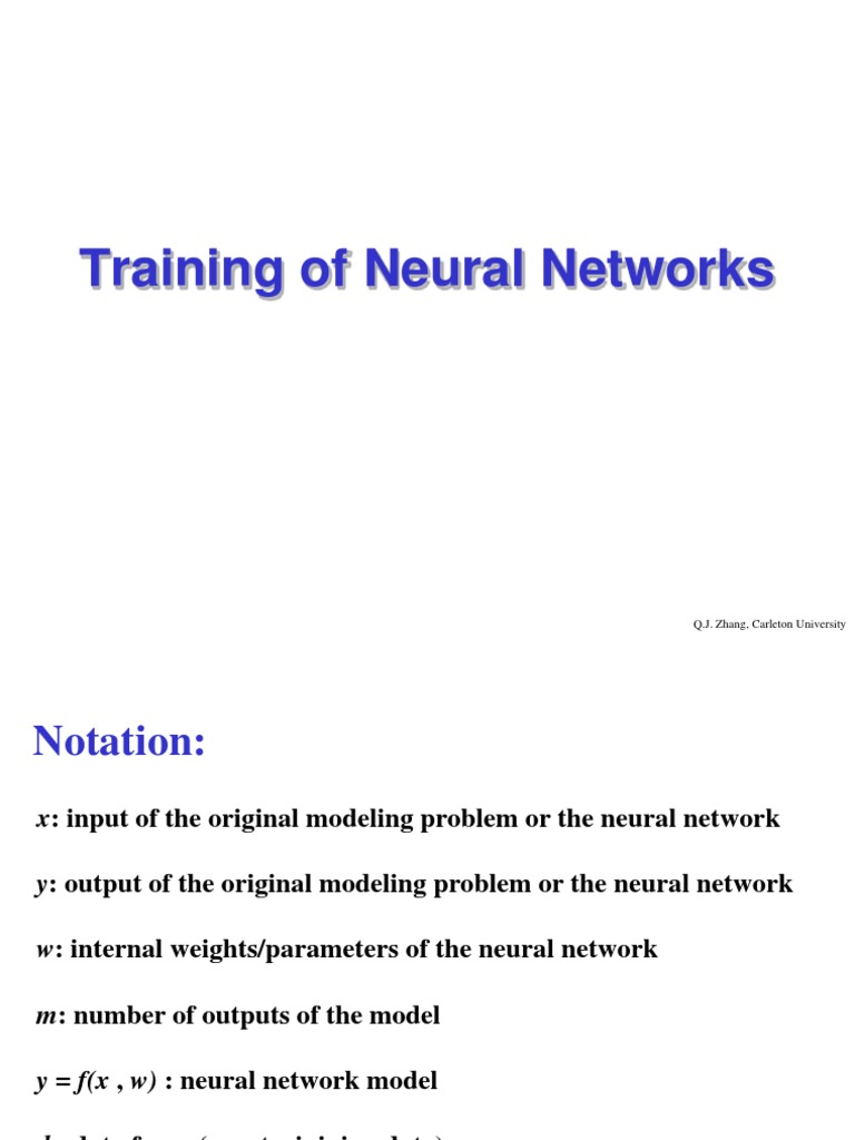 Training of Neural Networks: Q.J. Zhang, Carleton University | PDF ...