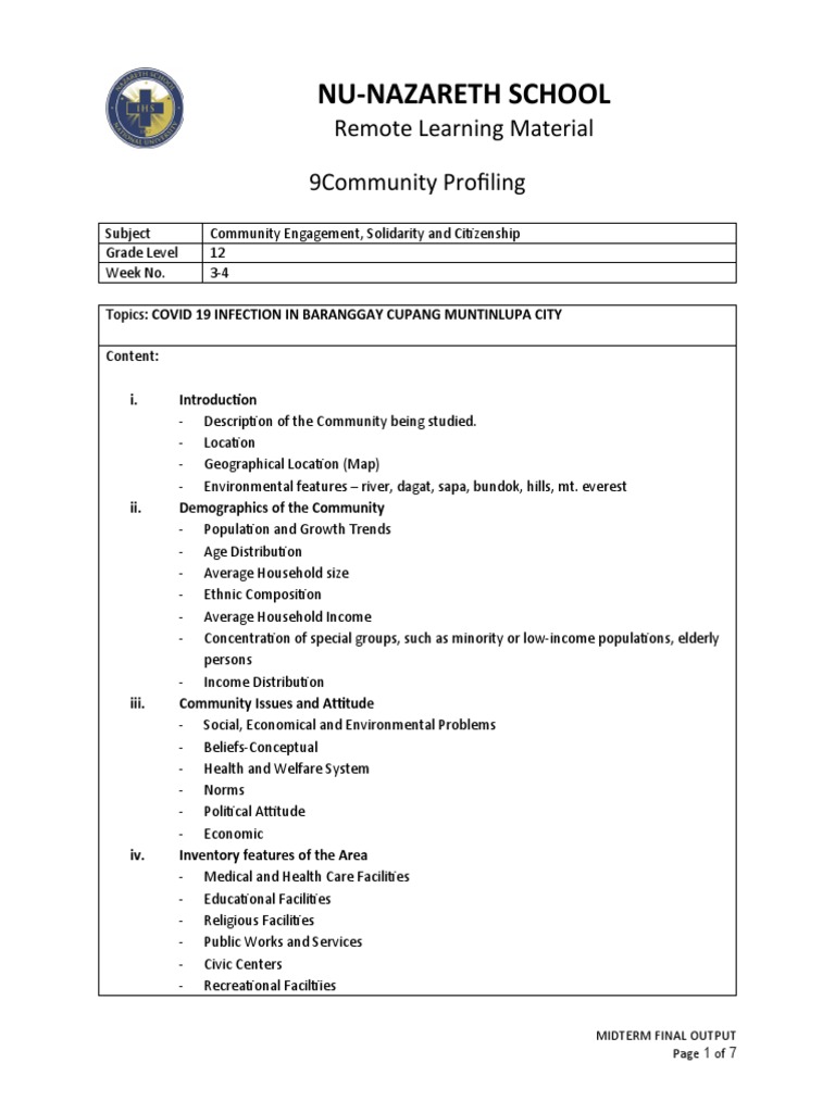 Community Profile: COVID-19 in Cupang | PDF | Economies | Community