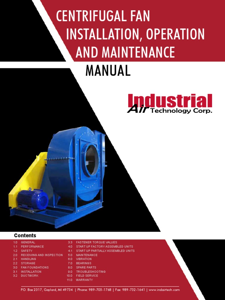 Centrifugal Fan Installation & Maintenance Guide | PDF | Bearing ...