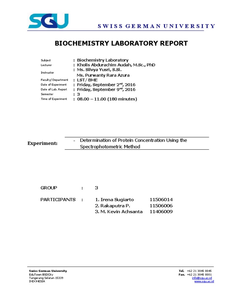 Biochem Lab Report 1 Group 3 PDF Spectrophotometry Chemistry