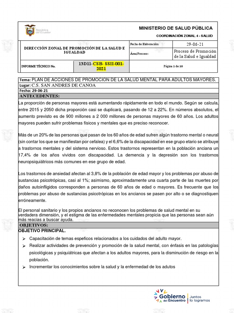 Adultos Mayores Junio | PDF | Vejez | Salud mental