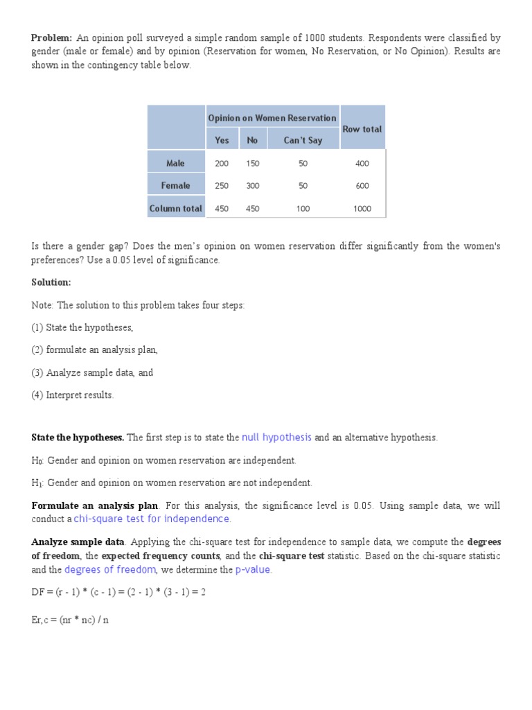 Chi Square Problem With Solution Pdf Chi Squared Test P Value