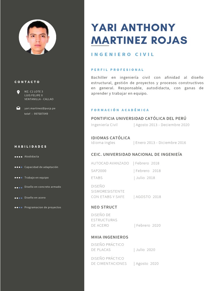 CV Yari Martinez Rojas | PDF | Diseño | Ingeniería
