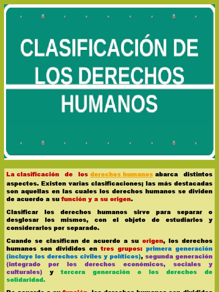 Clasificación de los Derechos Humanos | PDF | Derechos humanos | Estado ...