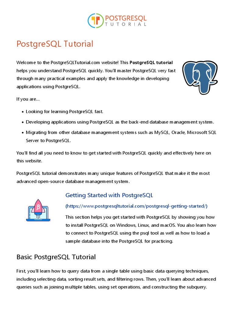 PostgreSQL Quick Start | PDF | Postgre Sql | Databases
