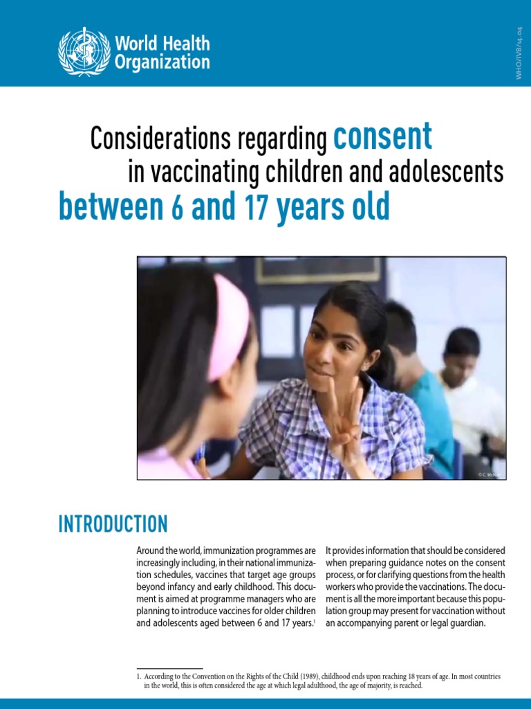 Considerations Regarding Consent in Vaccinating Children and ...