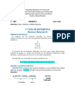 1era Guía, 1er Año. Matemática