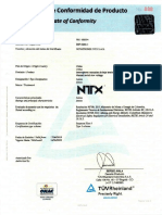 Certificado de Conformidad de Producto NTX