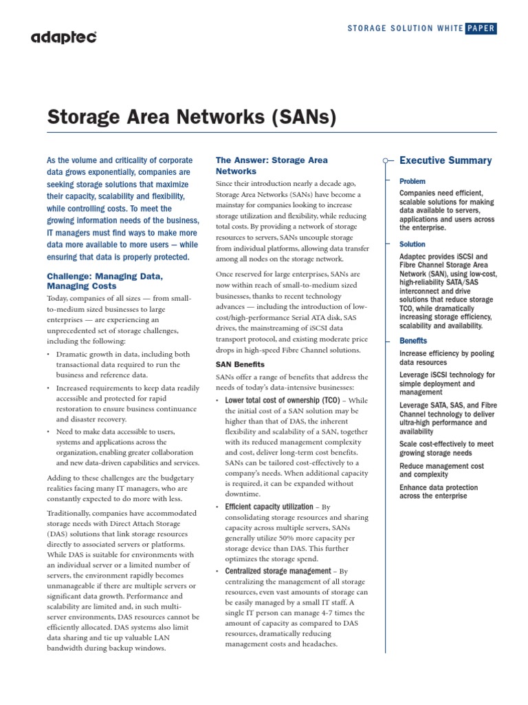 The Answer: Storage Area Networks | PDF