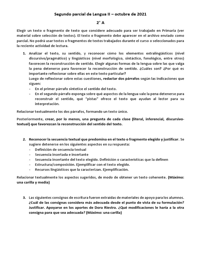 Segundo Parcial de Lengua II | PDF | Ciencia cognitiva | Cognición