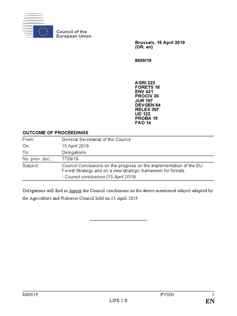 ST 8609 2019 Init en | PDF | European Union | Sustainability