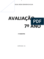 Avaliação 7o ano 3° bimestre