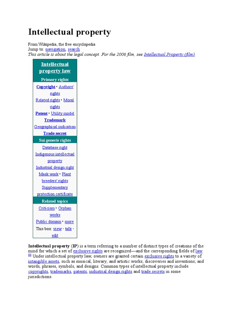 Intellectual Property Law | PDF | Intellectual Property | Intellectual ...