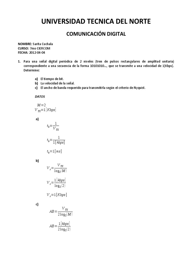 Análisis de Señales Digitales y Ancho de Banda | PDF | Datos de ...