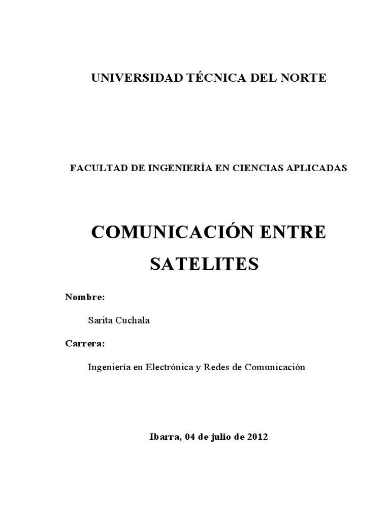 Comunicación entre Satélites | PDF | Satélite de Comunicaciones ...