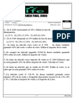 EXAMEN FINAL DE MATEMATICA FINANCIERA Porcentaje