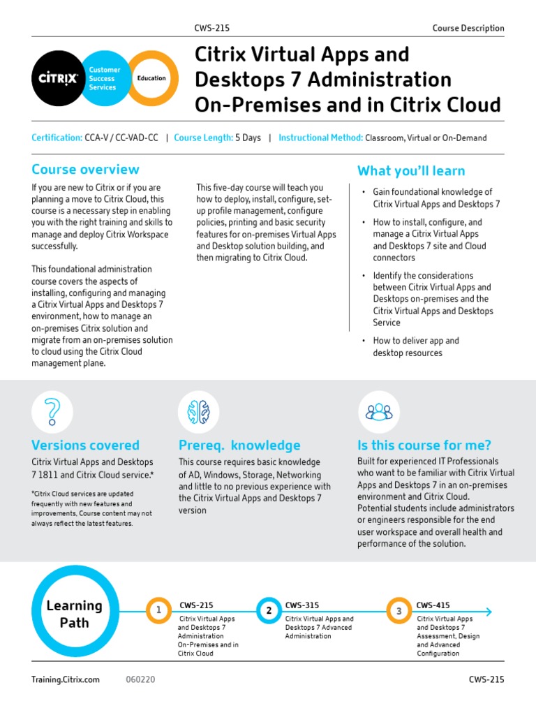 Citrix Virtual Apps and Desktops 7 Administration On-Premises and in ...