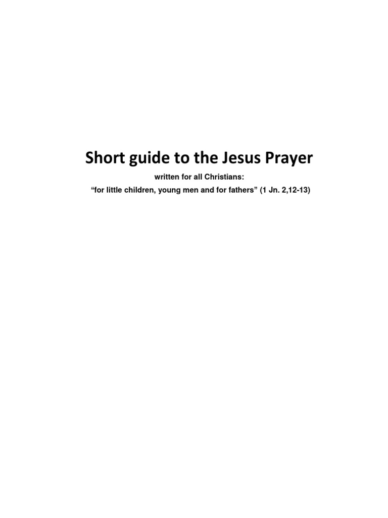 Short Guide To The Jesus Prayer Pdf Prayer Jesus