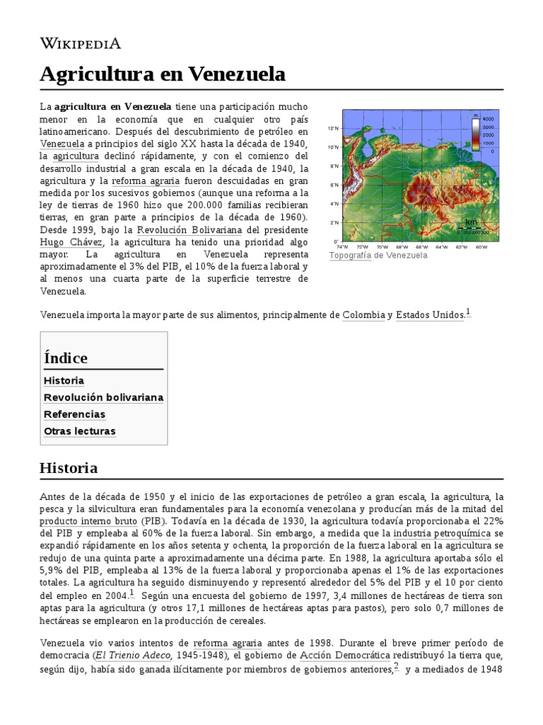 Historia y estado de la agricultura en Venezuela | PDF | Agricultura ...
