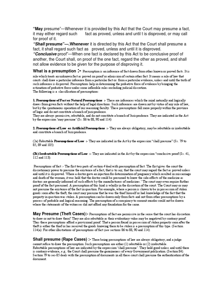 Understanding Legal Presumptions | PDF | Relevance (Law) | Theft